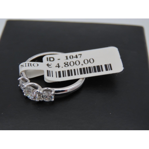 159 - 18 Carat White Gold Set Ladies Three Stone Diamond Ring Size N and a Half Attractive Bright Colour t... 