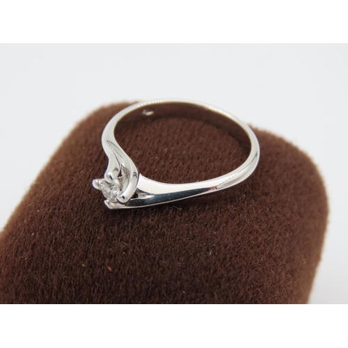 160 - Solitaire Diamond Ring Mounted on 18 Carat White Gold Band Ring Size M and a Half