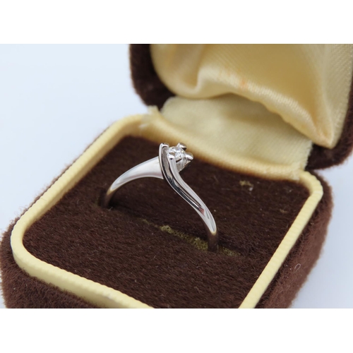 160 - Solitaire Diamond Ring Mounted on 18 Carat White Gold Band Ring Size M and a Half