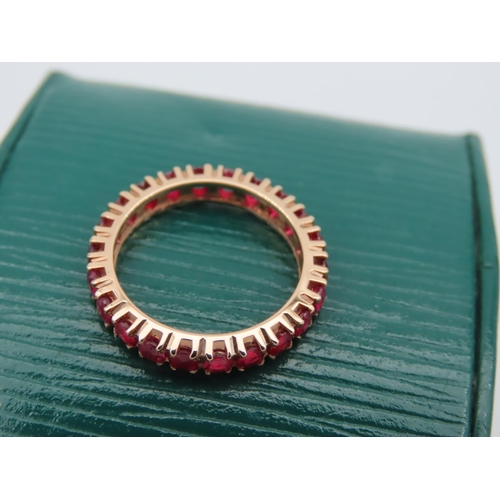 169 - 18 Carat Yellow Gold Set Ruby Eternity Ring Size K Rubies Approximately 2 Carats