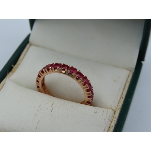 169 - 18 Carat Yellow Gold Set Ruby Eternity Ring Size K Rubies Approximately 2 Carats