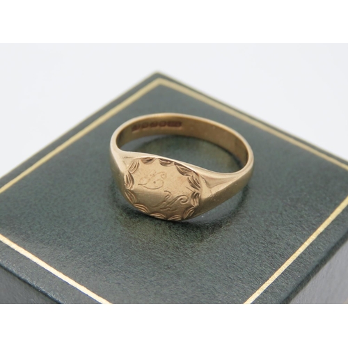 17 - 9 Carat Yellow Gold Signet Ring Size Q and a Half