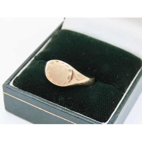 17 - 9 Carat Yellow Gold Signet Ring Size Q and a Half