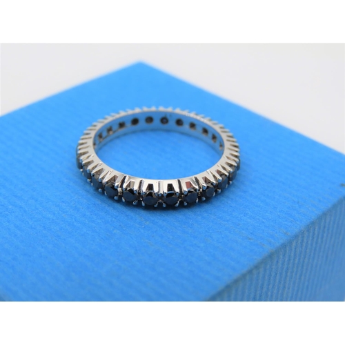 170 - Sapphire Set Ladies Eternity Ring Mounted on 18 Carat White Gold Ring L and a Half