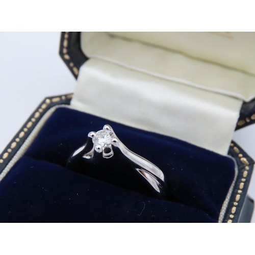 174 - Diamond Solitaire Ring Mounted on Twist Form Setting 18 Carat White Gold Band