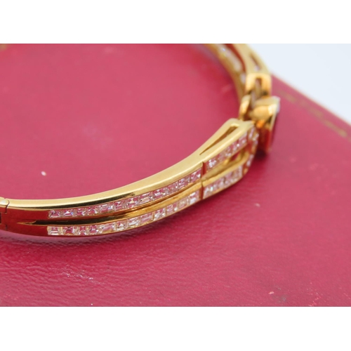 175 - Ruby Centre Stone Set Diamond Decorated 18 Carat Yellow Gold Ladies Bracelet Diamonds Approximately ... 