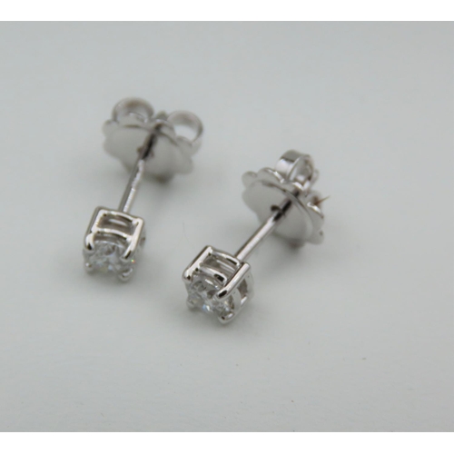 182 - Pair of Diamond Stud Earrings Total Carat Weight Approximately 0.4 Carats Mounted on 18 Carat White ... 