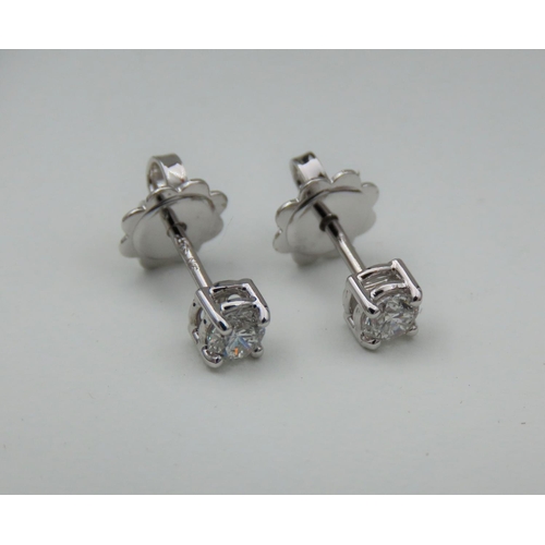 182 - Pair of Diamond Stud Earrings Total Carat Weight Approximately 0.4 Carats Mounted on 18 Carat White ... 