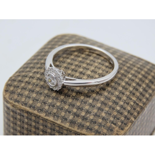 184 - Pave Set Ladies Diamond Ring Mounted on 18 Carat White Gold Band Ring Size M and a Half