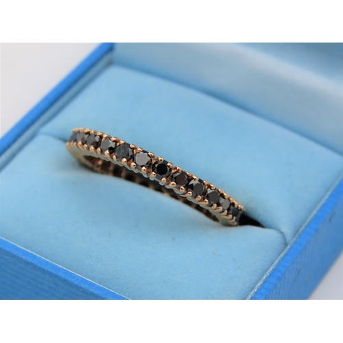 186 - 18 Carat Yellow Gold Set Black Diamond Ladies Eternity Ring Size L and a Half Approximately 2 Carat ... 