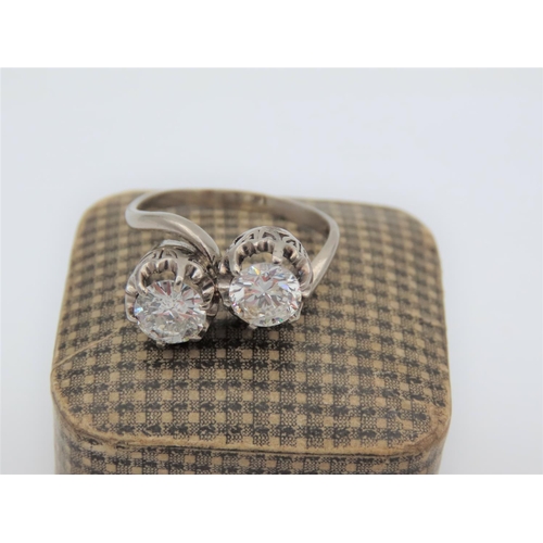 202 - Twin Set Moy et Toi Ladies Diamond Ring Antique Diamonds Approximately 1.2 Carat Mounted on 18 Carat... 