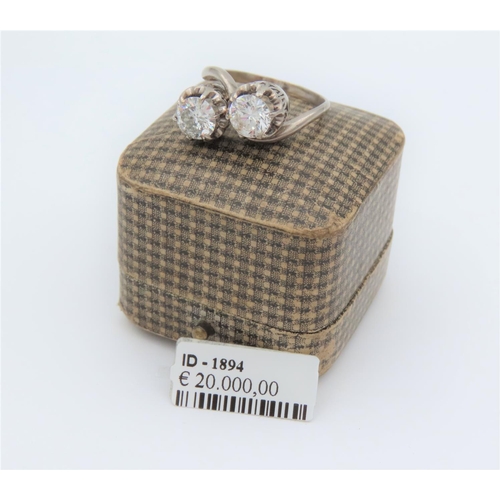 202 - Twin Set Moy et Toi Ladies Diamond Ring Antique Diamonds Approximately 1.2 Carat Mounted on 18 Carat... 