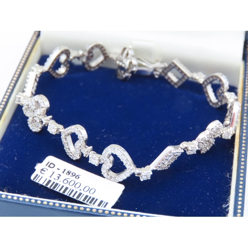 203 - Diamond Set Articulated Form Ladies Bracelet Mounted on 18 Carat White Gold Diamonds of Good Colour ... 