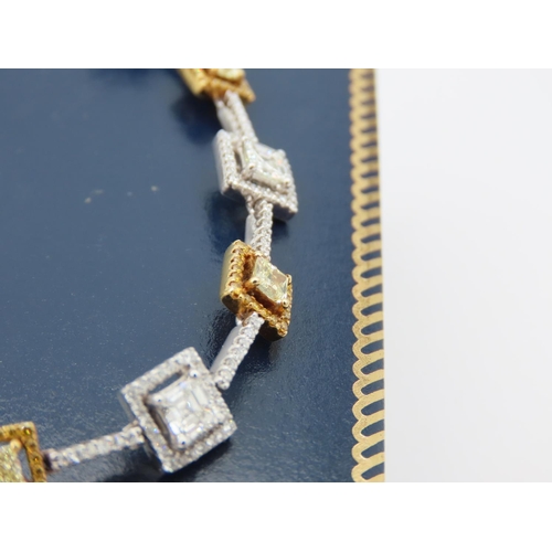 205 - Ladies Geometric Form Diamond Set Bracelet White and Champagne Diamonds with Yellow 18 Carat Gold Se... 