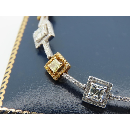 205 - Ladies Geometric Form Diamond Set Bracelet White and Champagne Diamonds with Yellow 18 Carat Gold Se... 