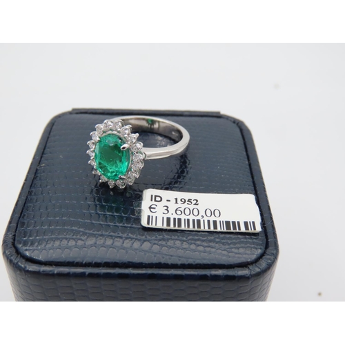 207 - Emerald and Diamond Ladies Ring Emerald Approximately 2 Carats, Mounted on 18 Carat White Gold Band ... 