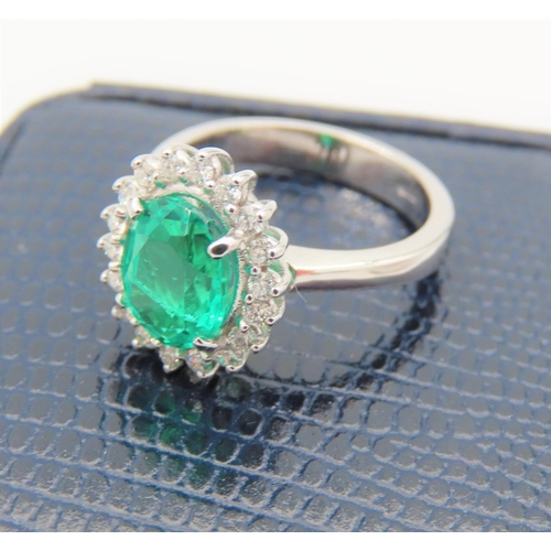 207 - Emerald and Diamond Ladies Ring Emerald Approximately 2 Carats, Mounted on 18 Carat White Gold Band ... 