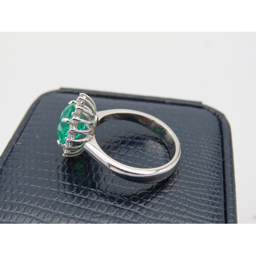 207 - Emerald and Diamond Ladies Ring Emerald Approximately 2 Carats, Mounted on 18 Carat White Gold Band ... 