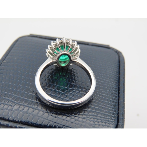 207 - Emerald and Diamond Ladies Ring Emerald Approximately 2 Carats, Mounted on 18 Carat White Gold Band ... 