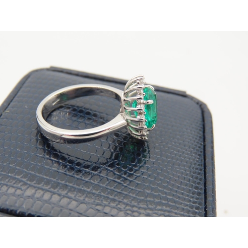 207 - Emerald and Diamond Ladies Ring Emerald Approximately 2 Carats, Mounted on 18 Carat White Gold Band ... 