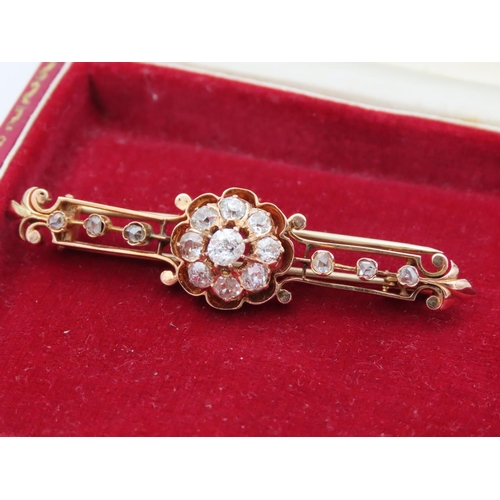 214 - Ladies Diamond Set 18 Carat Yellow Gold Brooch of Attractive Form