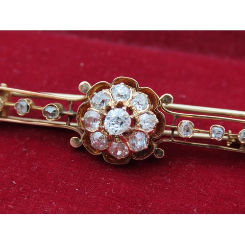 214 - Ladies Diamond Set 18 Carat Yellow Gold Brooch of Attractive Form