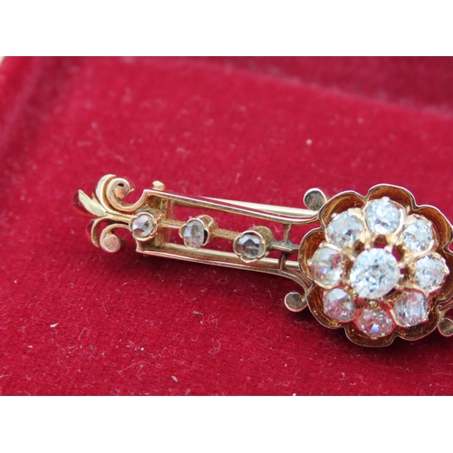 214 - Ladies Diamond Set 18 Carat Yellow Gold Brooch of Attractive Form