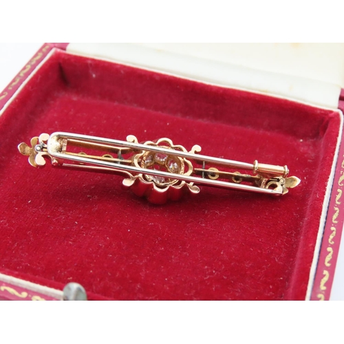 214 - Ladies Diamond Set 18 Carat Yellow Gold Brooch of Attractive Form