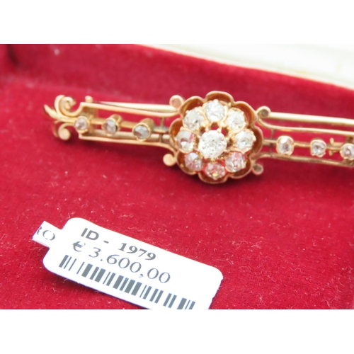 214 - Ladies Diamond Set 18 Carat Yellow Gold Brooch of Attractive Form