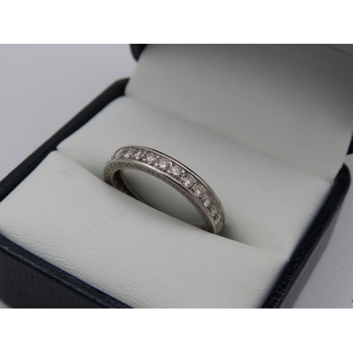 216 - Platinum Set Diamond Eternity Ring of Attractive Colour Ring Size P Total Diamond Weight 1 Carat