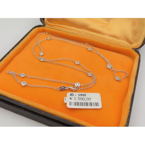 217 - 18 Carat White Gold Tiffany Design Diamond Set Ladies Necklace 60cm Long Approximately