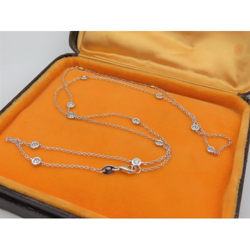 217 - 18 Carat White Gold Tiffany Design Diamond Set Ladies Necklace 60cm Long Approximately