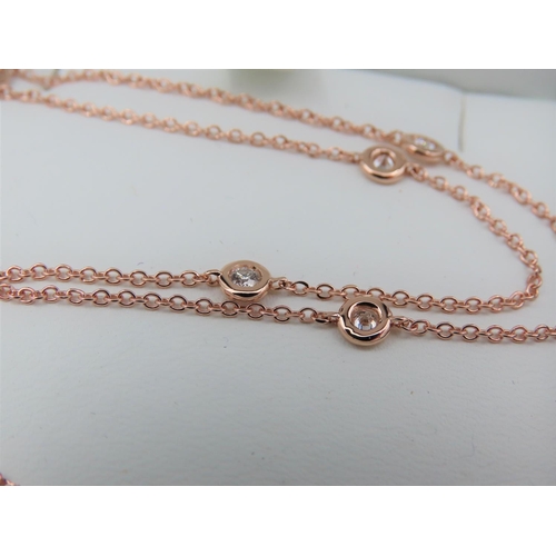 218 - 18 Carat Pink Gold Tiffany Design Diamond Set Ladies Necklace 60cm Long Approximately