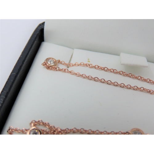 218 - 18 Carat Pink Gold Tiffany Design Diamond Set Ladies Necklace 60cm Long Approximately