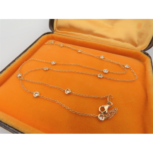 219 - 18 Carat Yellow Gold Tiffany Design Diamond Set Ladies Necklace 60cm Long Approximately