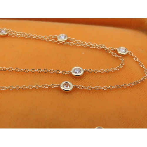 219 - 18 Carat Yellow Gold Tiffany Design Diamond Set Ladies Necklace 60cm Long Approximately