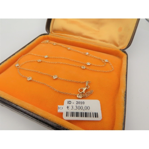 219 - 18 Carat Yellow Gold Tiffany Design Diamond Set Ladies Necklace 60cm Long Approximately