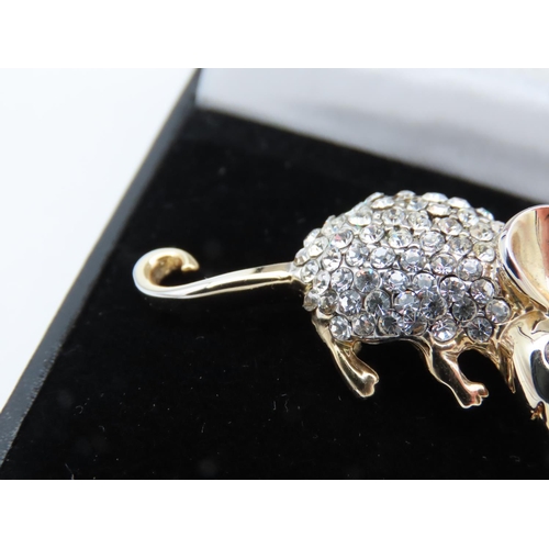 22 - 9 Carat Gold and Diamond Set Mouse Motif Ladies Brooch Attractively Detailed