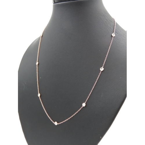 222 - 18 Carat Pink Gold Ladies Necklace Tiffany Design Set with Diamonds 45cm Long