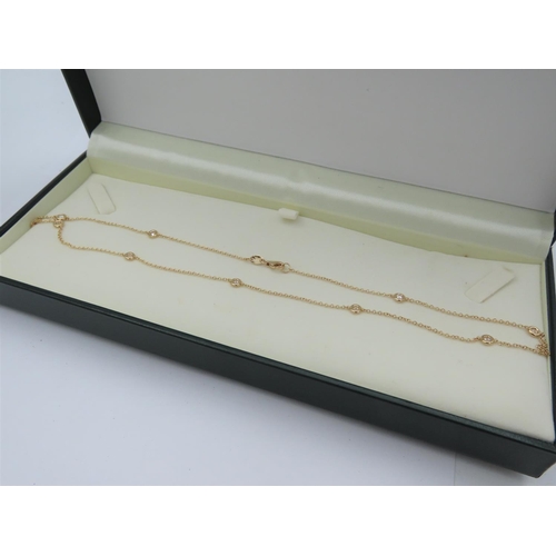 224 - Tiffany Design 18 Carat Yellow Gold Diamond Set Necklace 45cm Long