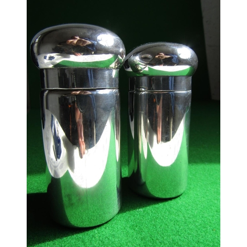 225 - Pair of Antique Solid Silver Desk Jars with Engraved Covers Each Approximately 4 Inches High Good We... 