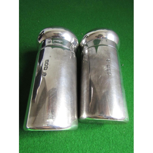 225 - Pair of Antique Solid Silver Desk Jars with Engraved Covers Each Approximately 4 Inches High Good We... 