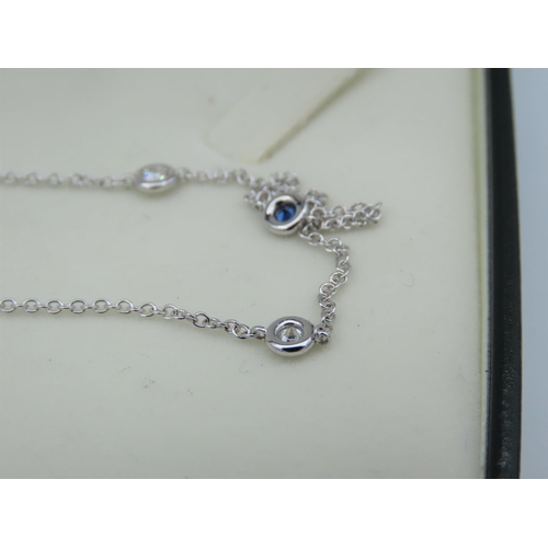 227 - 18 Carat White Gold Tiffany Design Diamond and Sapphire Set Ladies Necklace 45cm Long