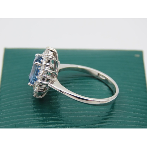 229 - Sapphire and Diamond Ladies Cluster Ring Mounted on 18 Carat White Gold Sapphire Approximately 2.4 C... 