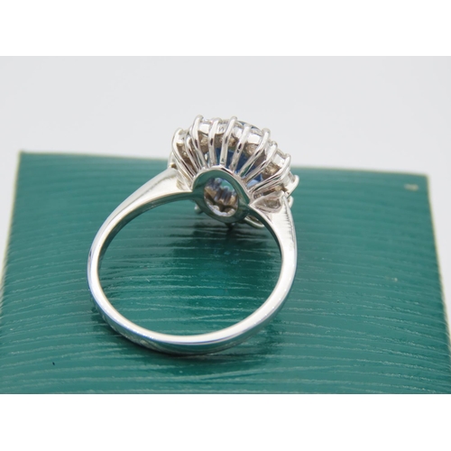 229 - Sapphire and Diamond Ladies Cluster Ring Mounted on 18 Carat White Gold Sapphire Approximately 2.4 C... 