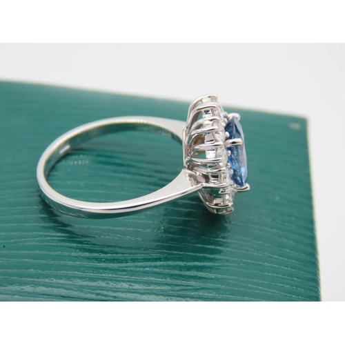 229 - Sapphire and Diamond Ladies Cluster Ring Mounted on 18 Carat White Gold Sapphire Approximately 2.4 C... 