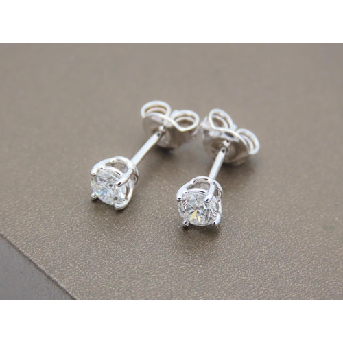 234 - Pair of Diamond Stud Earrings Mounted on 18 Carat White Gold Total Diamond Weight 0.6 Carats Attract... 