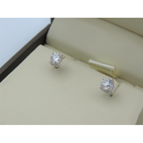 234 - Pair of Diamond Stud Earrings Mounted on 18 Carat White Gold Total Diamond Weight 0.6 Carats Attract... 