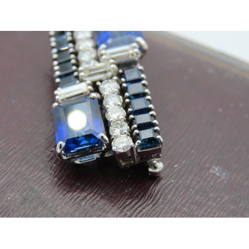 235 - Sapphire and Diamond Ladies Brooch of Modernist Form Sapphires Approximately 8 Carats Diamonds Appro... 