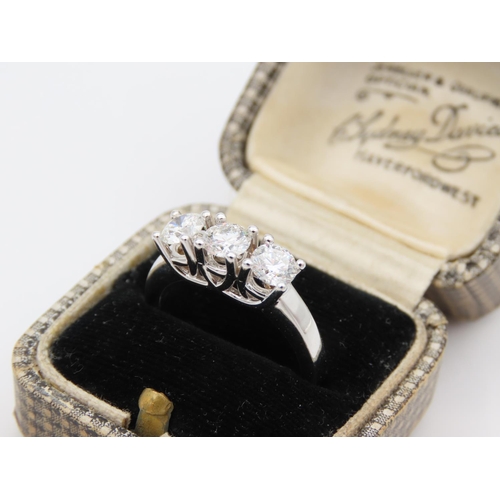 236 - Three Stone Ladies Diamond Ring Mounted on 18 Carat White Gold Band Ring Size N 1.30 Carat Diamonds ... 